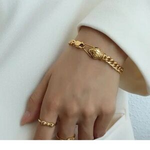 ✅NEW✅ 18K Gold Plated Stainless Steel Snake Link Bracelet